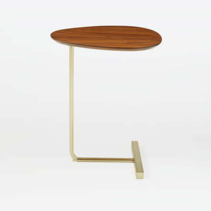Contemporary Oval Wood Iron 2-Tier End Table
