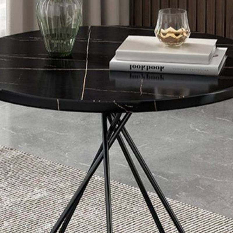 Minimalist Round Marble Metal Polygonal Side Table