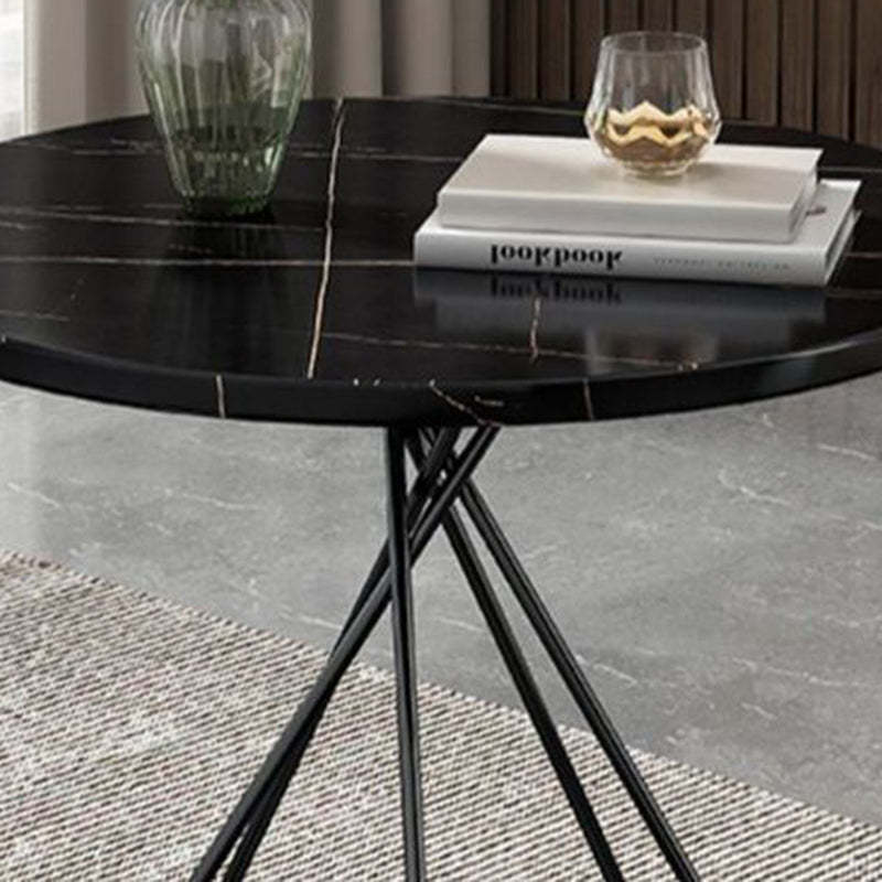 Minimalist Round Marble Metal Polygonal Side Table