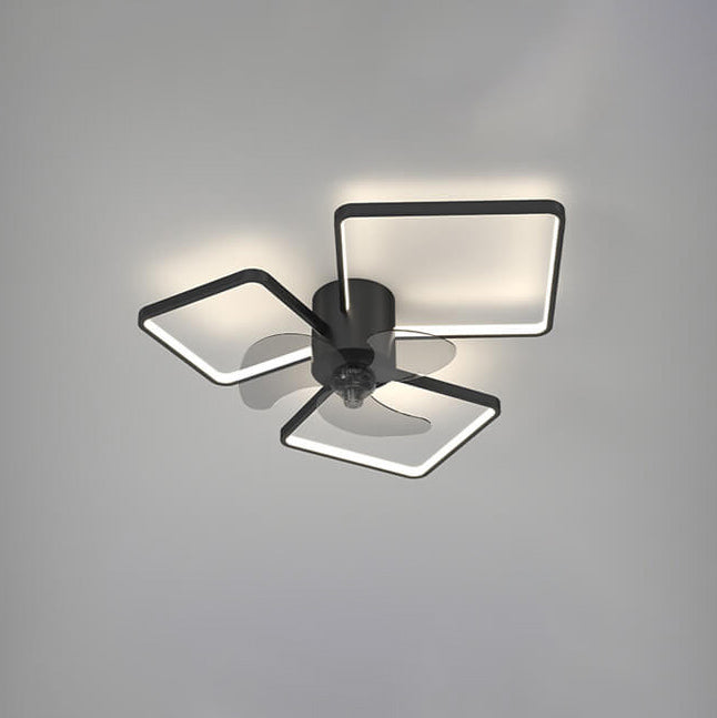Modern Geometric Square LED Flush Mount Ceiling Fan Light