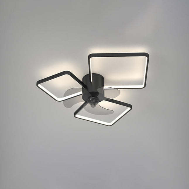 Modern Geometric Square LED Flush Mount Ceiling Fan Light