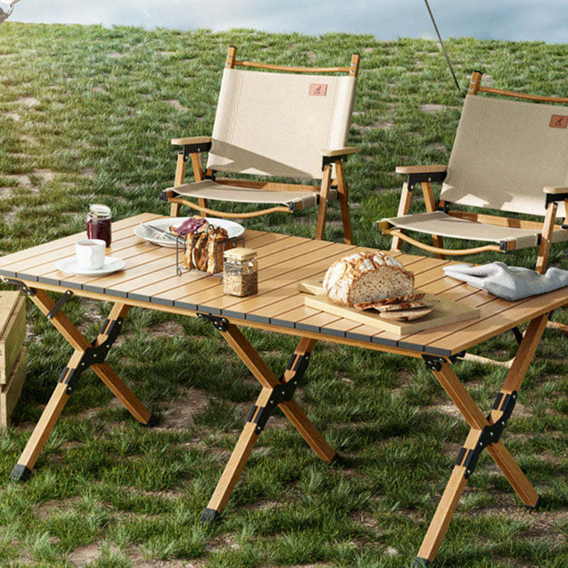Scandinavian Alloy Wood Oxford Foldable Patio Dining Chair