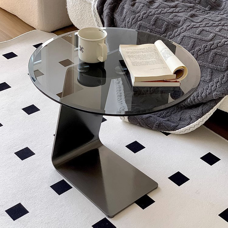 Modern Round Steel Glass Side Table