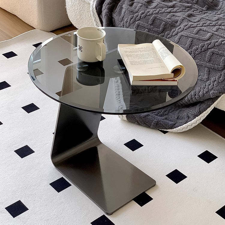 Modern Round Steel Glass Side Table