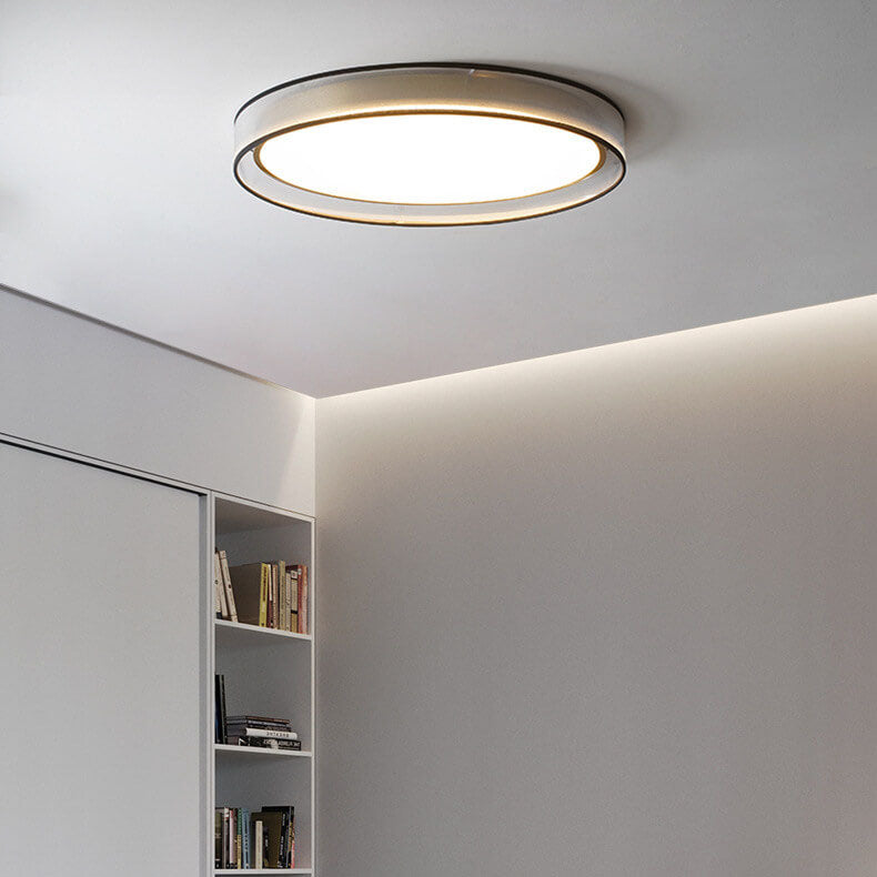 Nordic Round Fabric Brass Acrylic LED Flush Mount Light