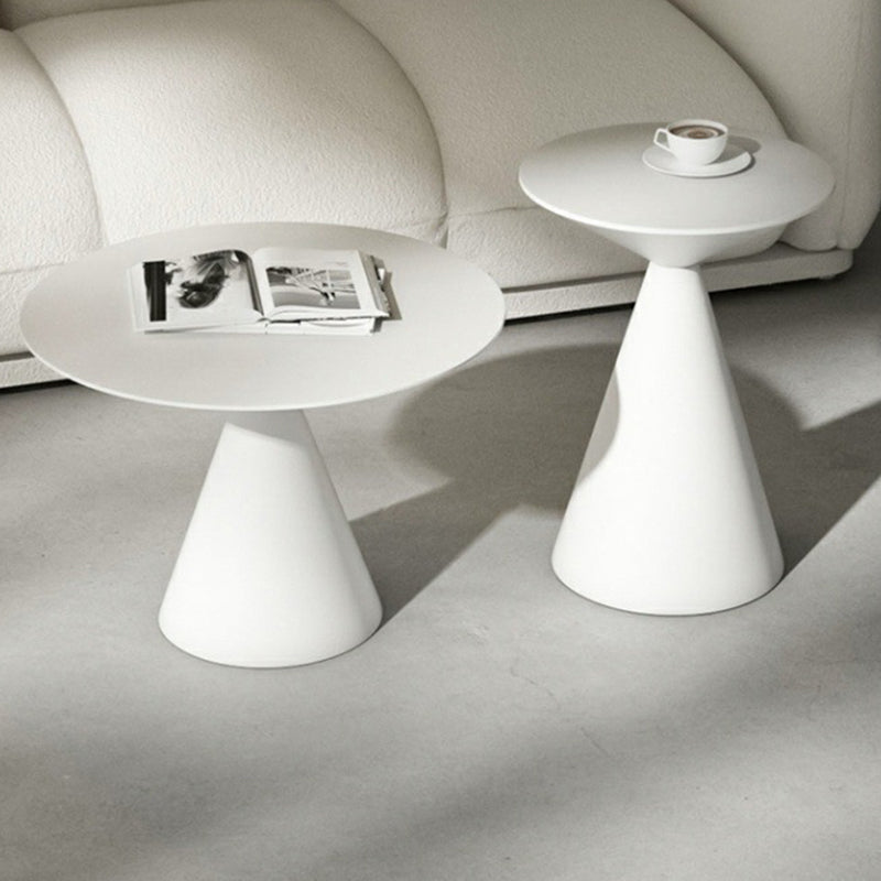 Minimalist Cone Aluminum End Table — White