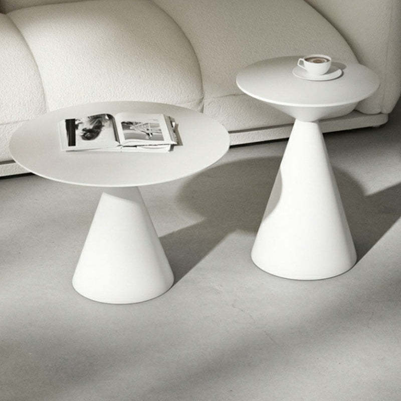Minimalist Cone Aluminum End Table — White