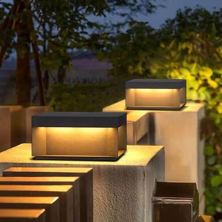 Solar Modern Glass Cuboid LED Outdoor Landscape Light