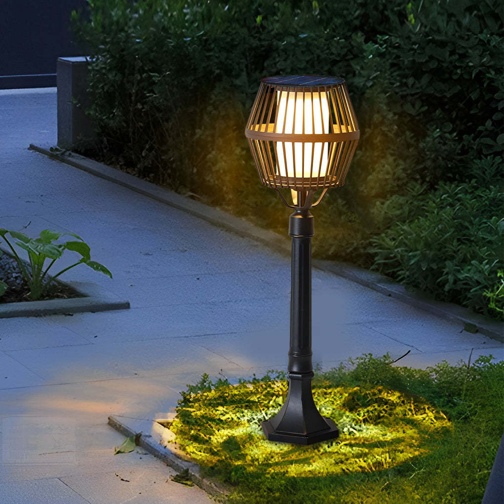 Waterproof Aluminum LED Matte Black Modern Solar Outdoor Lights Lanterns-Lighom