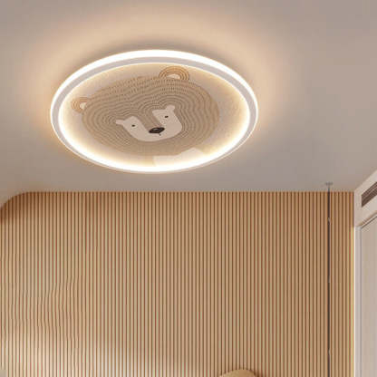 Round Cartoon Animal Aluminum Flush Ceiling Light
