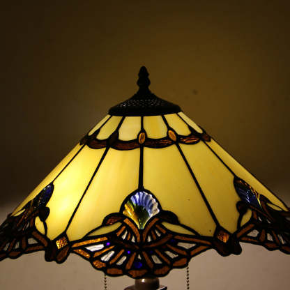 Tiffany Mediterranean Stained Glass Cone 2-Light Table Lamp