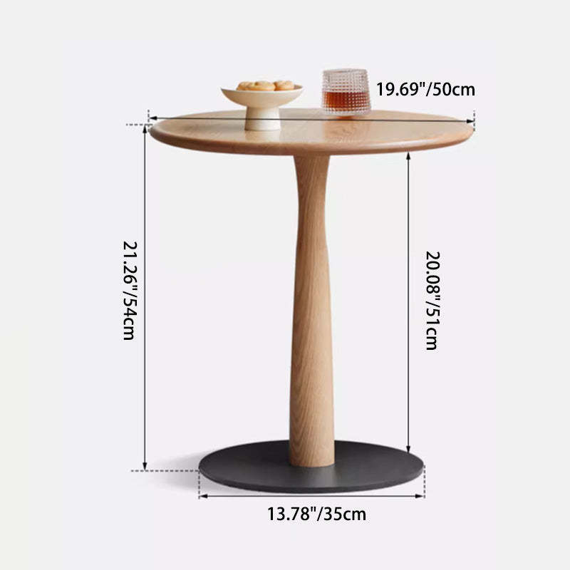 Traditional Rustic Oak Round Side Table