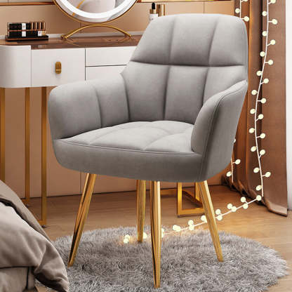 Modern Velvet Tapered-Leg Vanity Stool