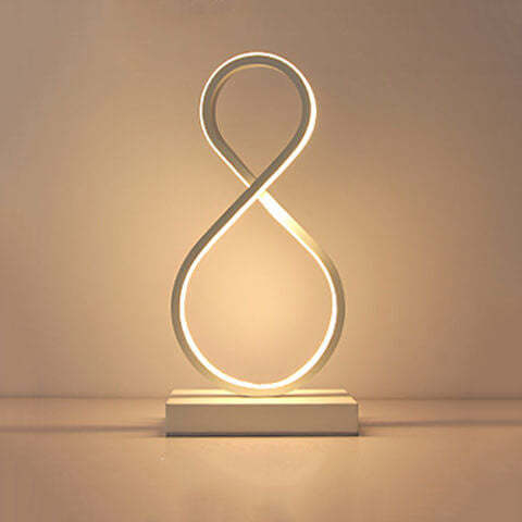 Minimalist Spiral Figure-8 LED Table Lamp — Black / Neutral Light (4000K) / 220V-240V For UK/AU