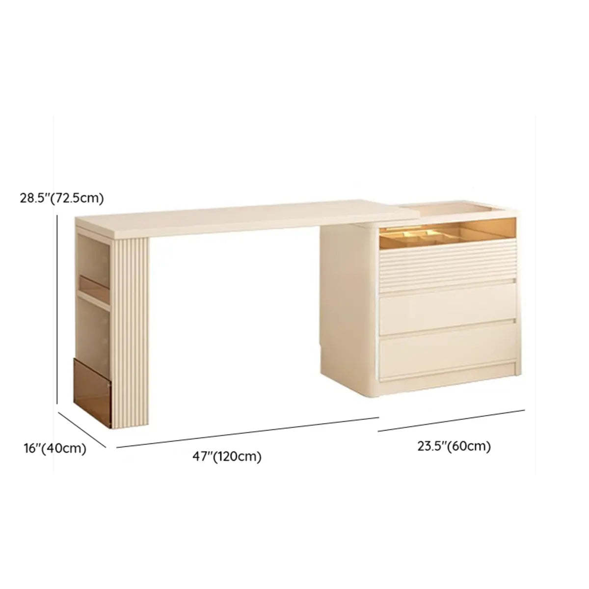 Contemporary Wood White Large Makeup Vanity