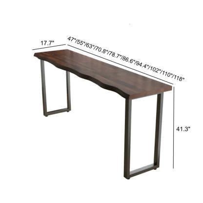 Industrial Dark Brown Live-Edge Narrow Bar Table — Table Only