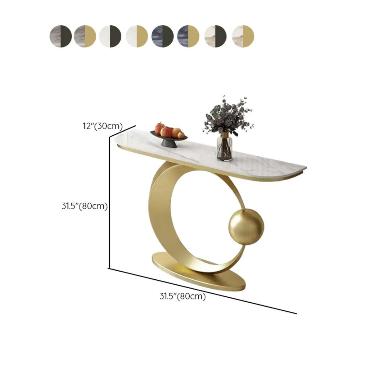 Abstract Base Sintered Stone Gold Console Table — Gold / Gray