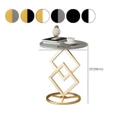 Geometric Marble Black Steel Pedestal Side Table