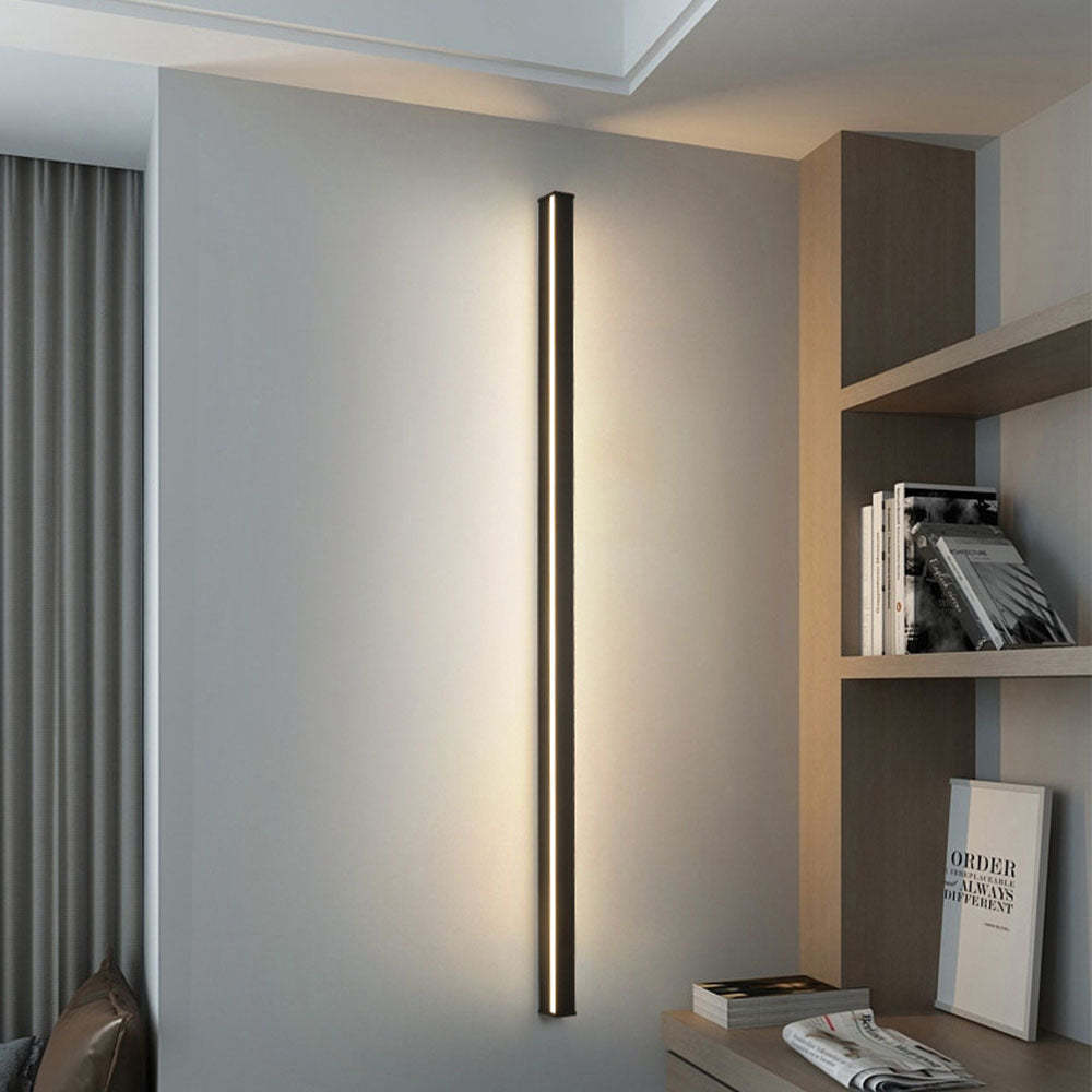 Long Strip Dimmable LED RGB Black Minimalist Outdoor Light Post Lights-Lighom
