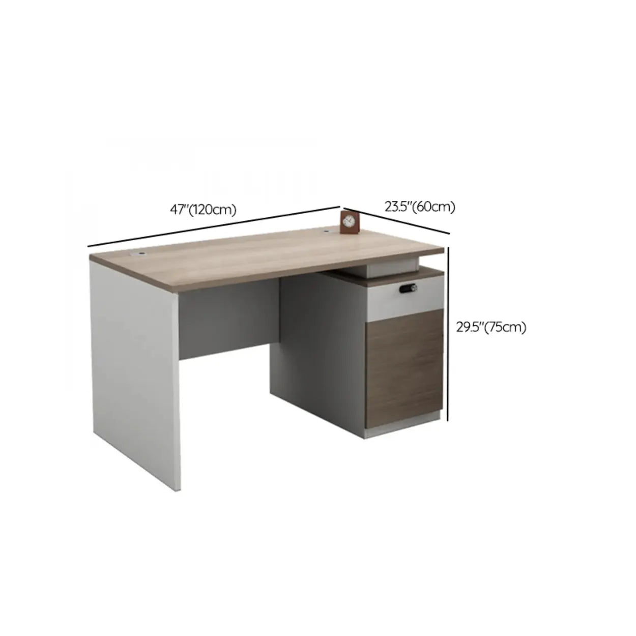Beige Wood Drawer Cabinet Computer Desk