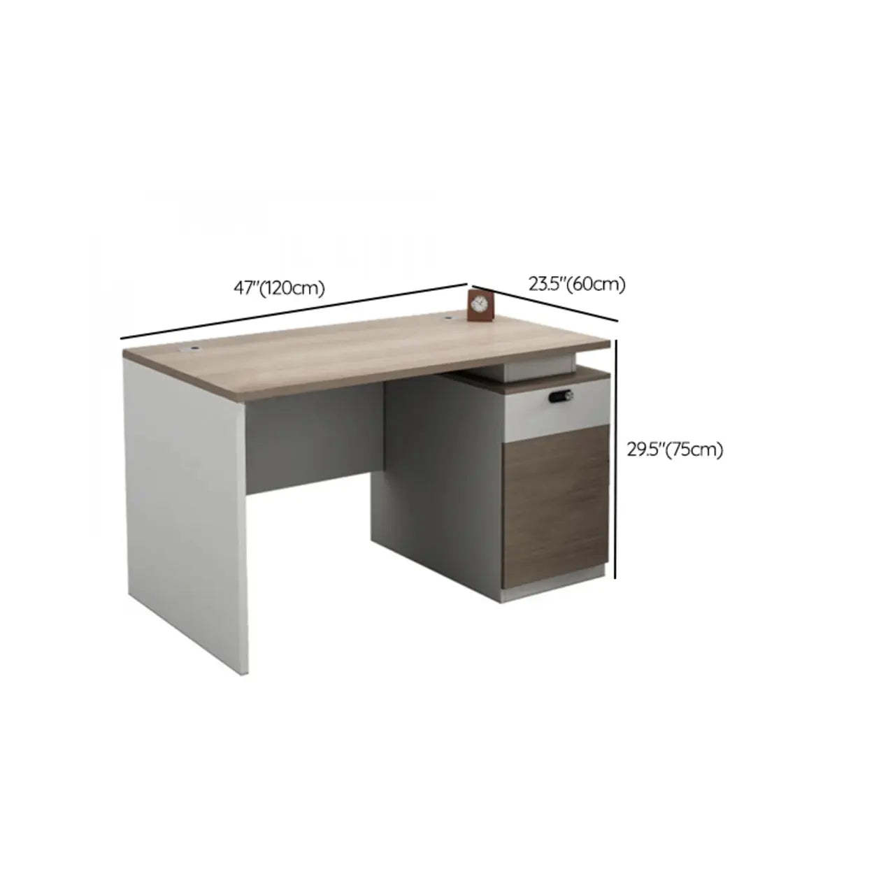 Beige Wood Drawer Cabinet Computer Desk