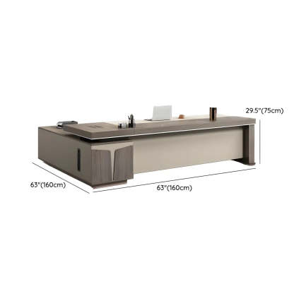 Modern Brown Wood L-Shape Office Executive Desk — Right Hand Return / Table Only