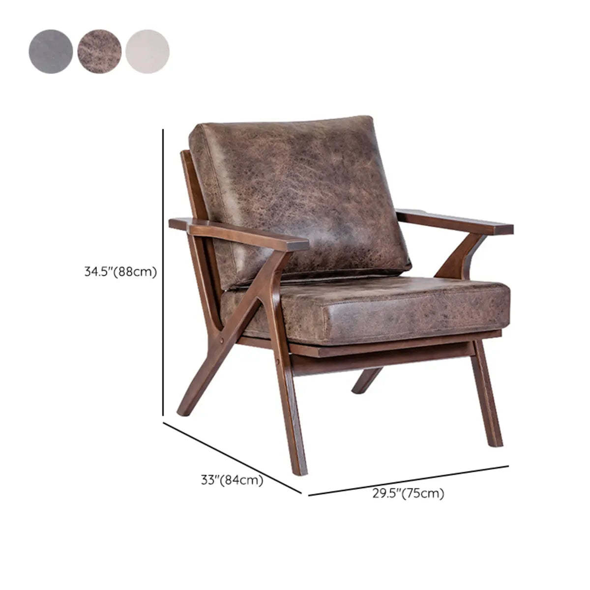 Brown Stain-Resistant Suede Pillow-Back Arm Chair