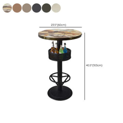 Industrial Black Small Round Bar Table with Shelf