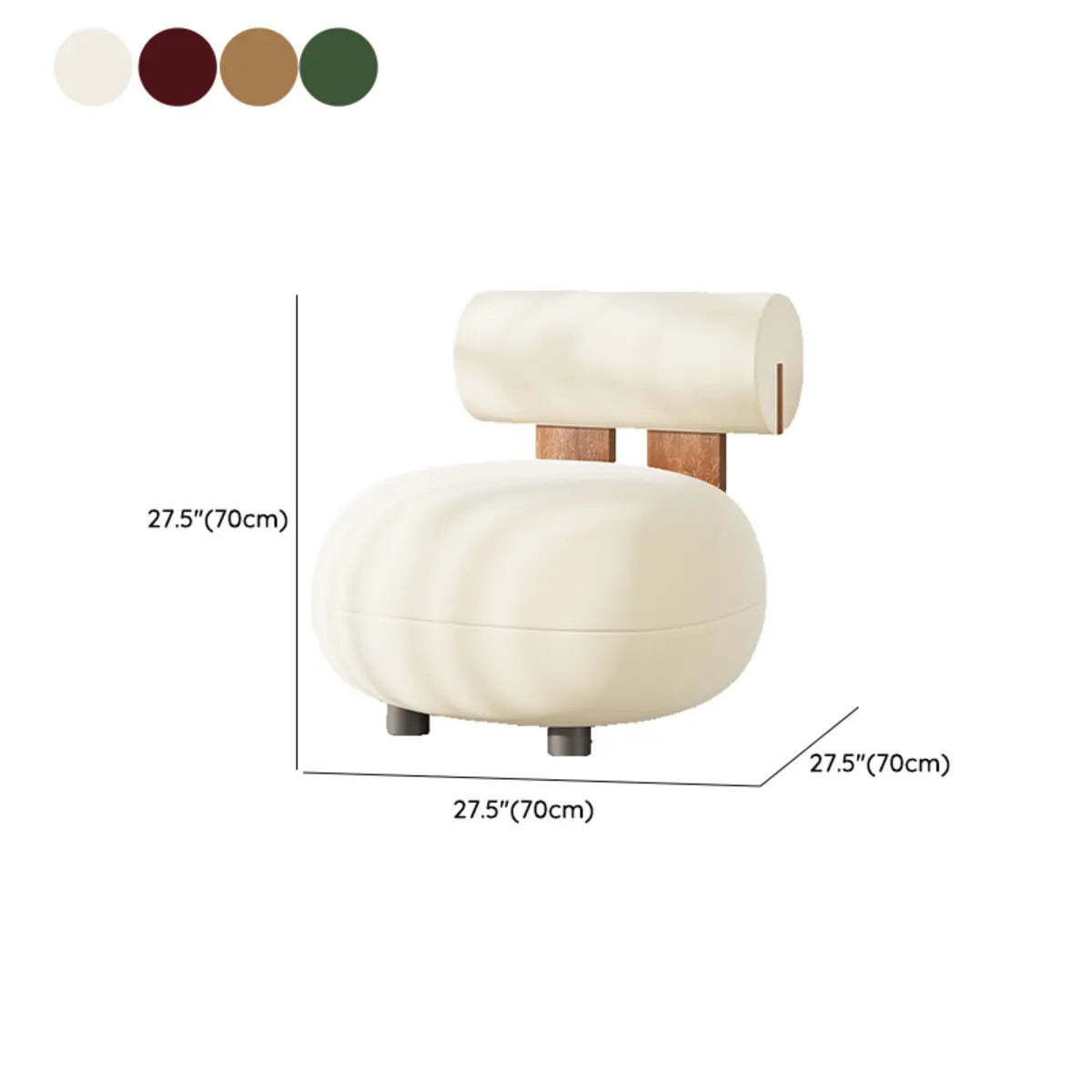 Rounded White Frosted Velvet Accent Chair