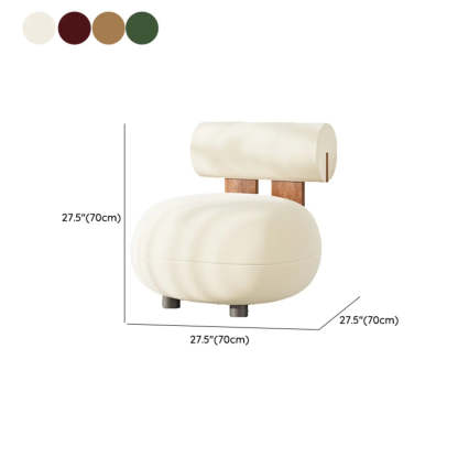 Rounded White Frosted Velvet Accent Chair