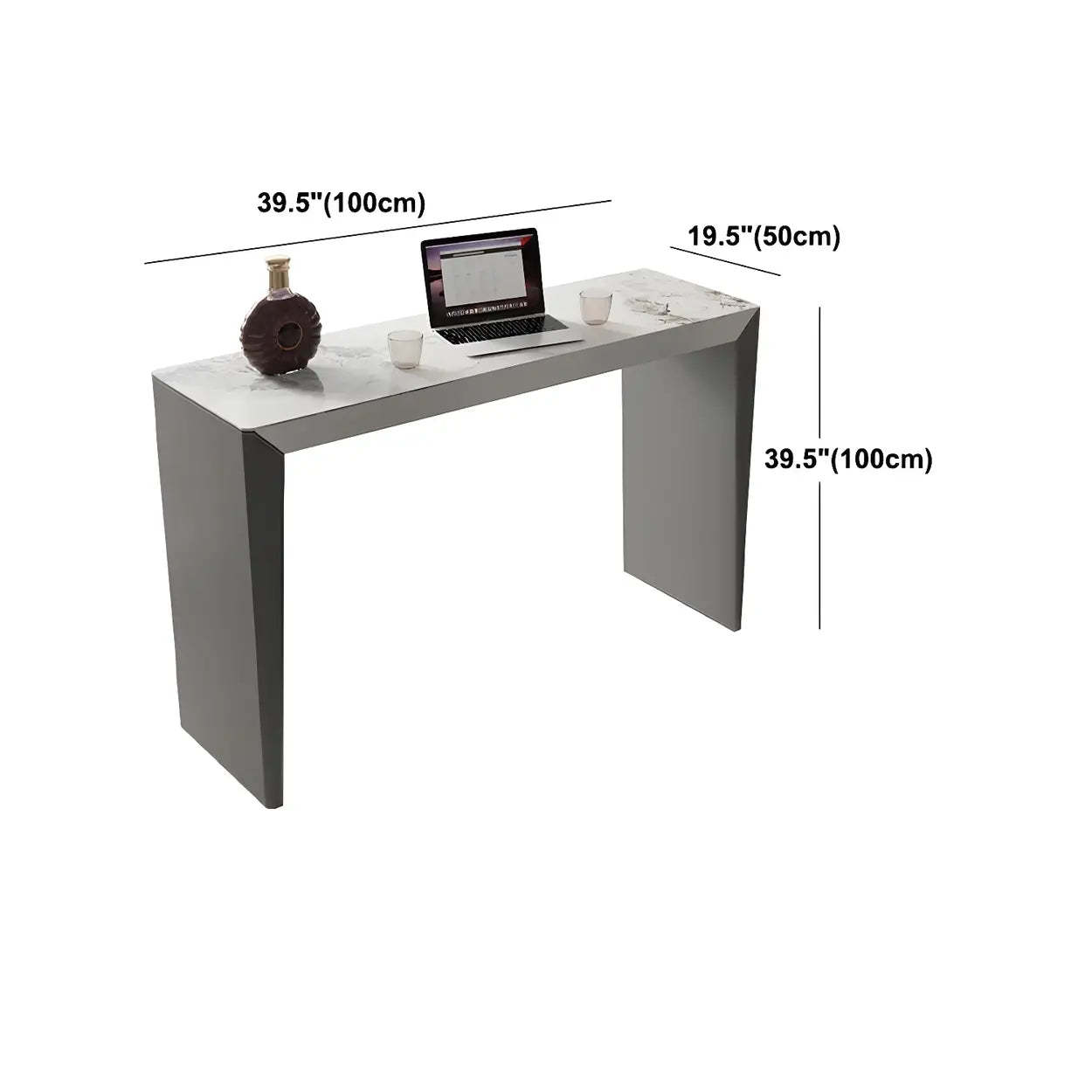 Modern Marble Counter Height Bar Table with Gray Base