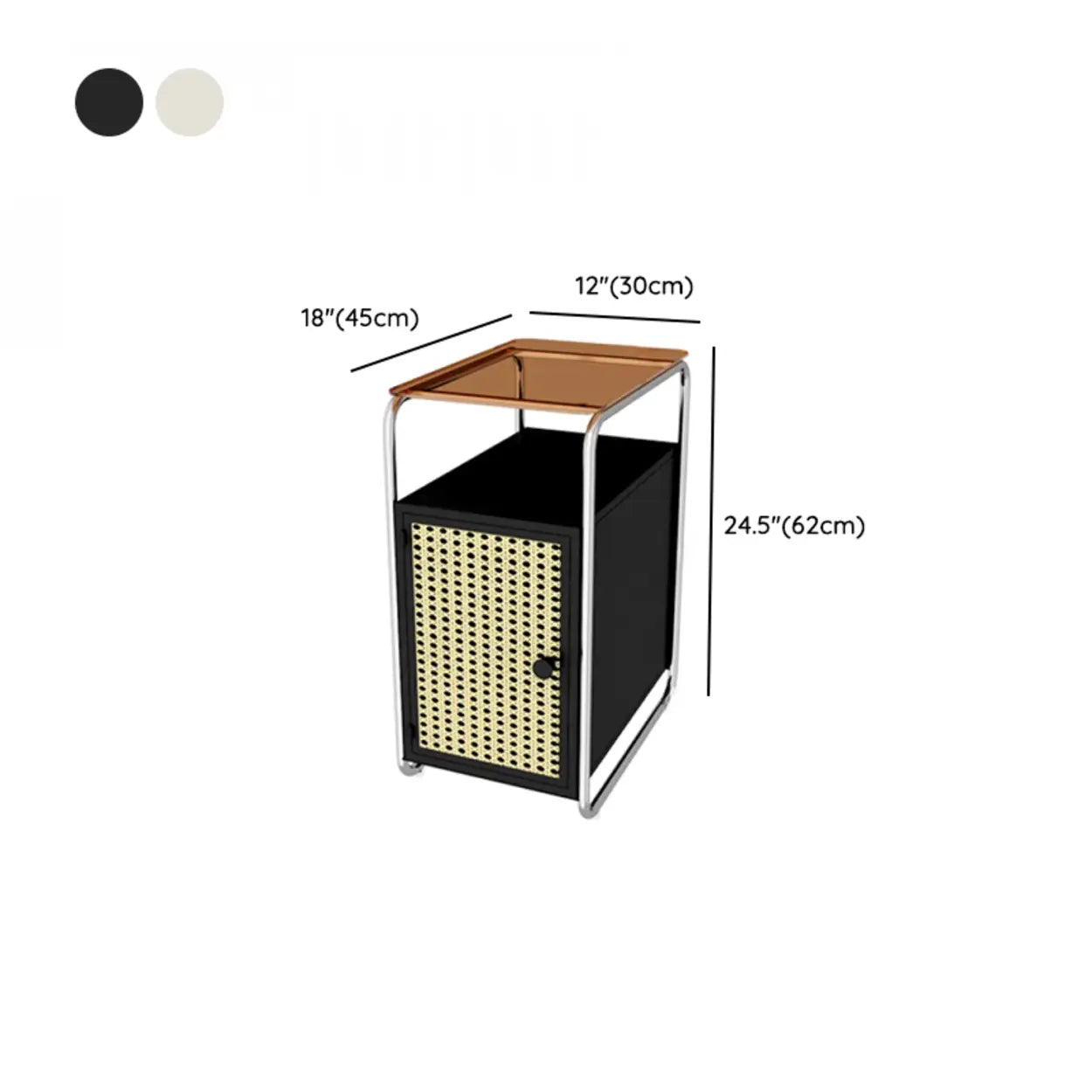 Mid-Century Rectangular Metal Side Table with Cabinet