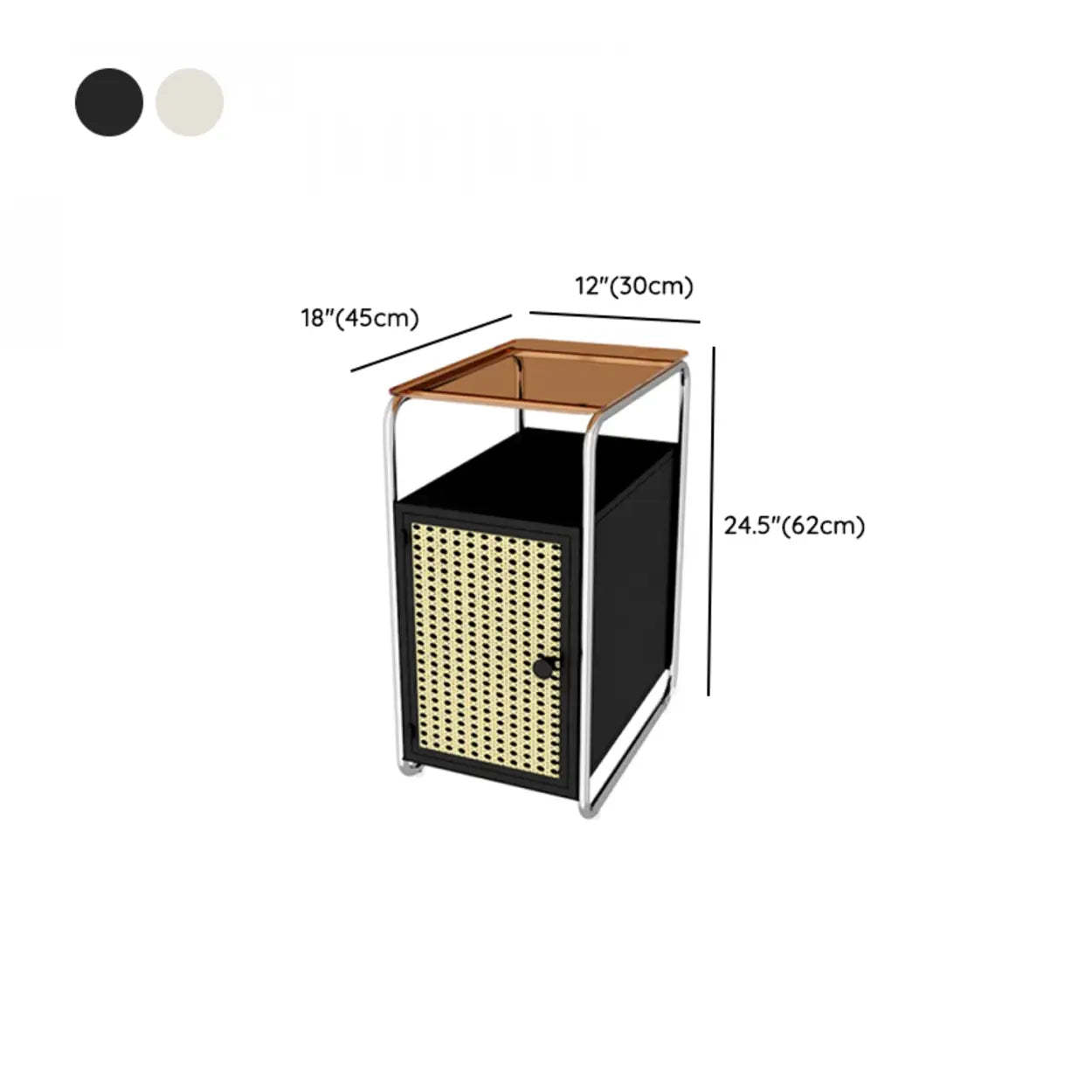 Mid-Century Rectangular Metal Side Table with Cabinet