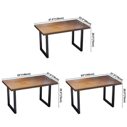 Industrial Rectangular Brown Wood Sled-Base Dining Table