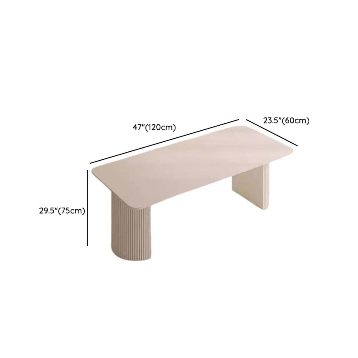 Minimalist White Rectangular Stone Conference Table for 6