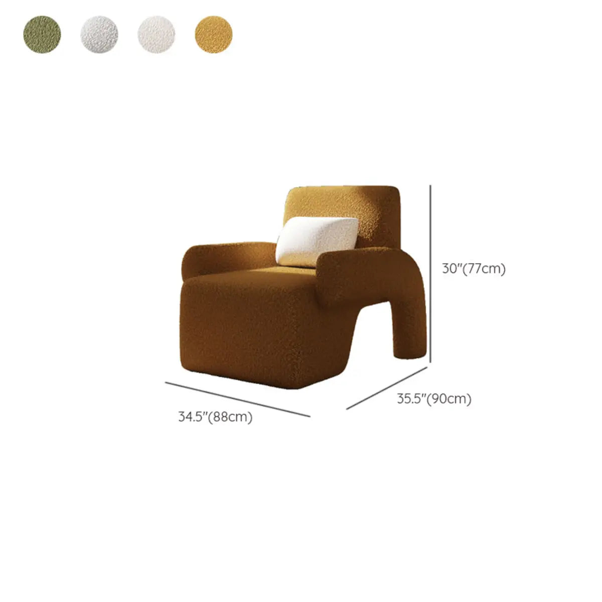 Small Beige Sherpa Pillow Back Reclining Arm Chair #size