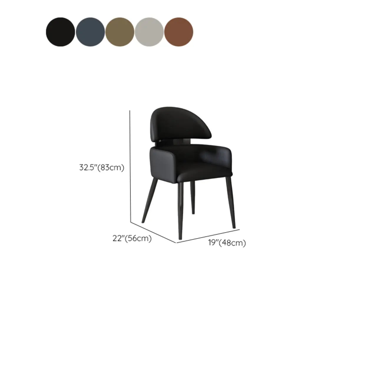 Contemporary Brown Leather Armrest Dining Chair