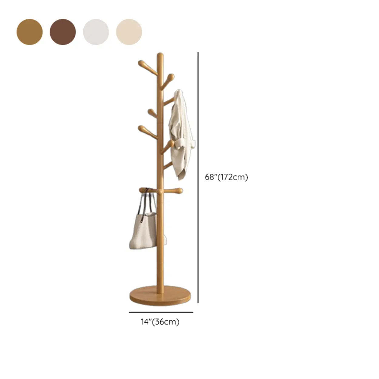 Nut-Brown Beech Wood Tree-Style Coat Rack