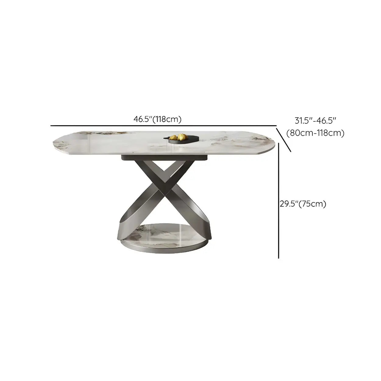 Modern White Round Marble Extendable Dining Table