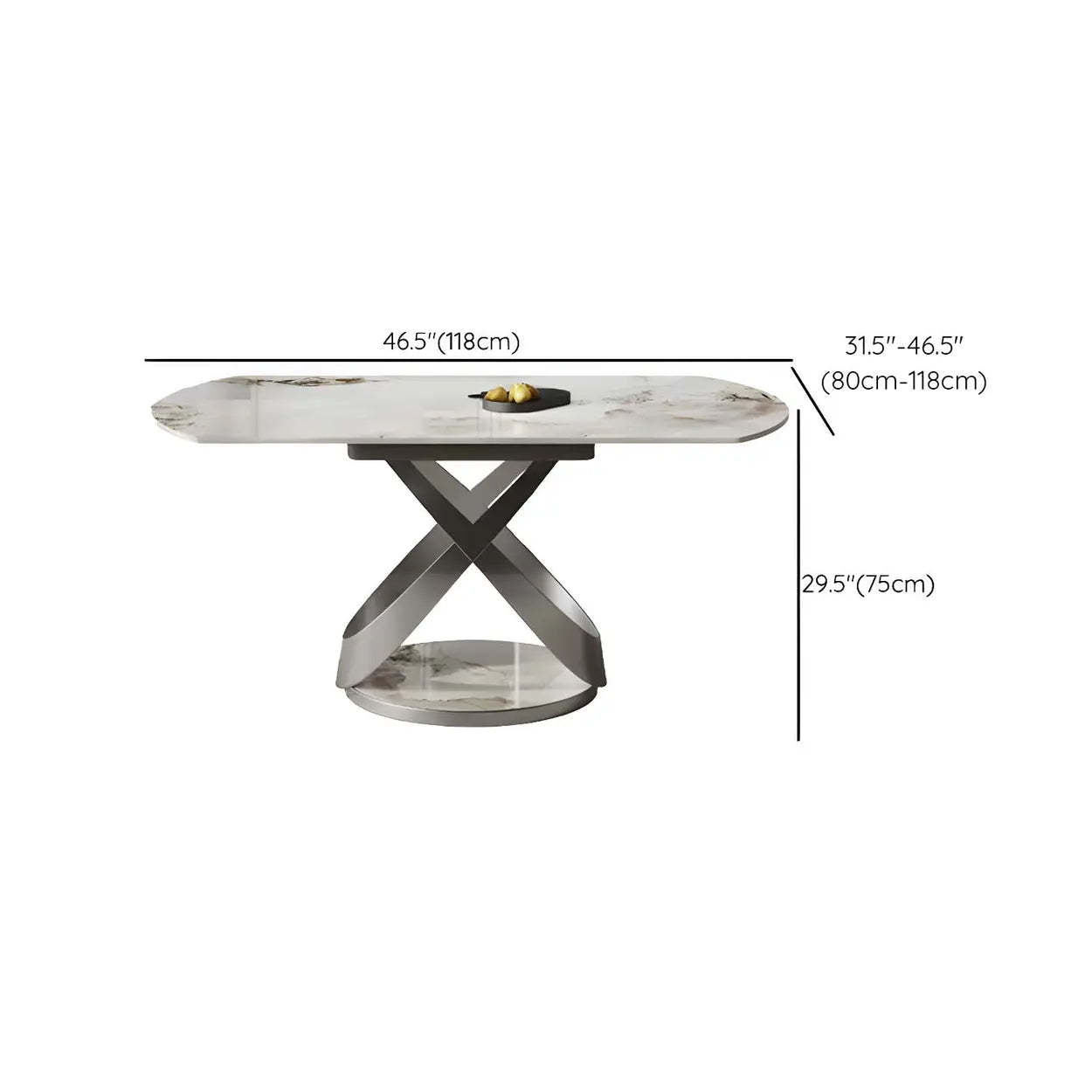 Modern White Round Marble Extendable Dining Table