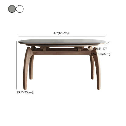 Extendable Modern Round Stone Ash Wood Dining Table