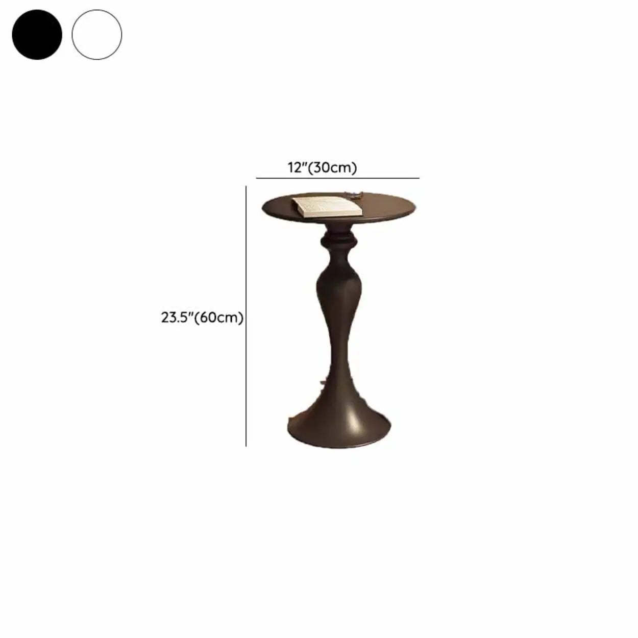 Modern Small Black Sculpted Pedestal Side Table