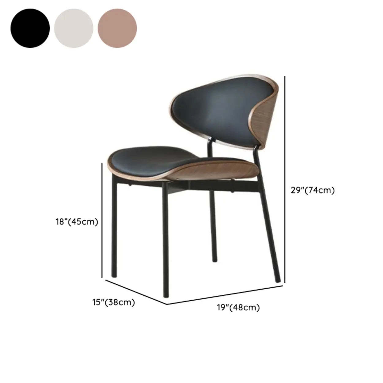 Mid-Century Curved Back Upholstered Dining Chair