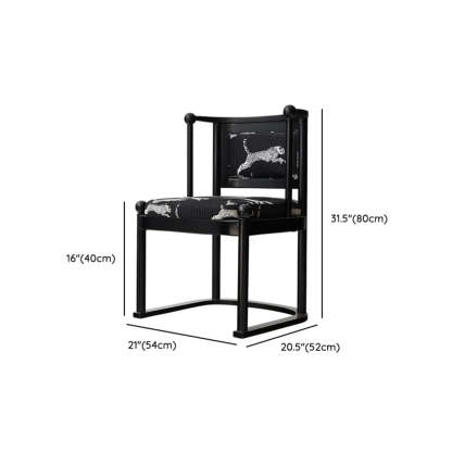 Black Art Deco Square Wood Arm Dining Chair