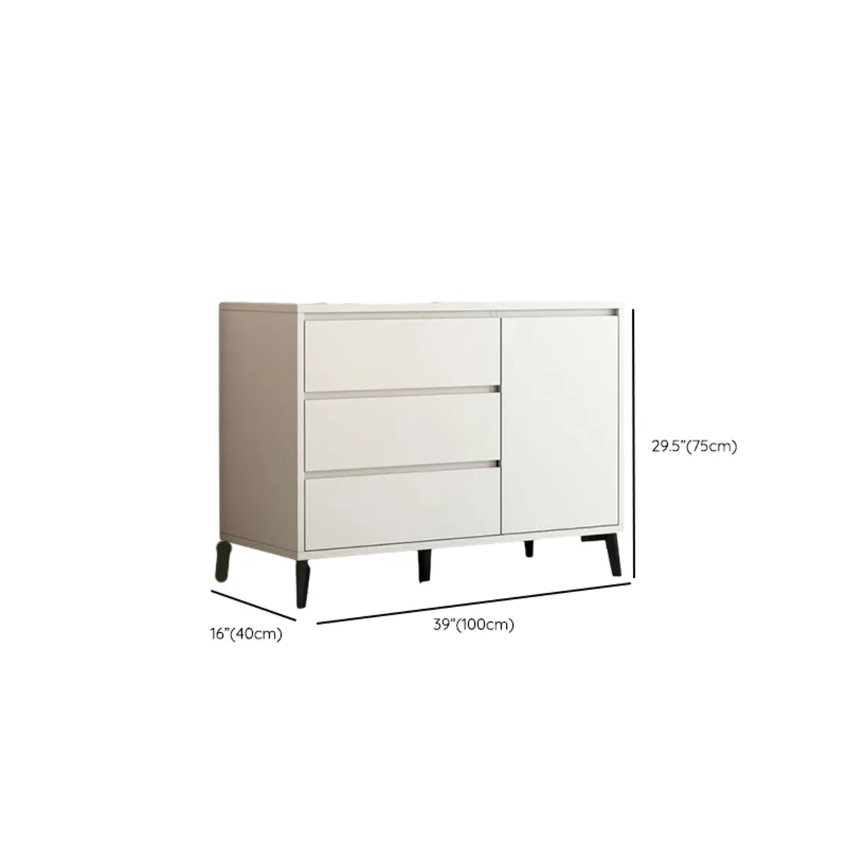 White Slab Wood Sideboard with Drawers