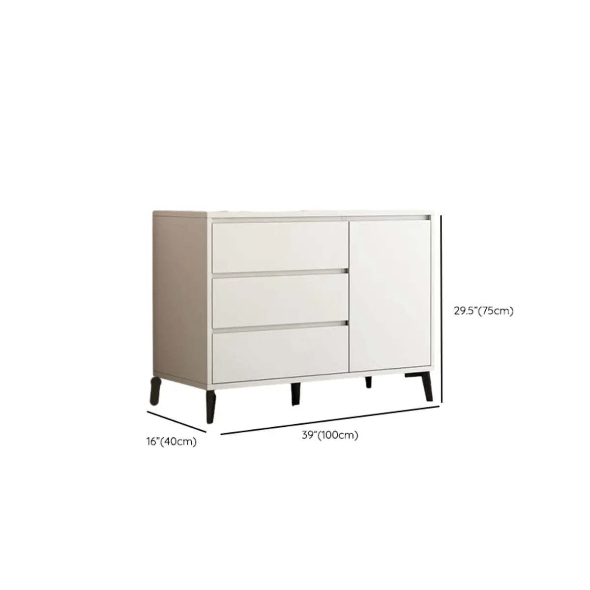 White Slab Wood Sideboard with Drawers