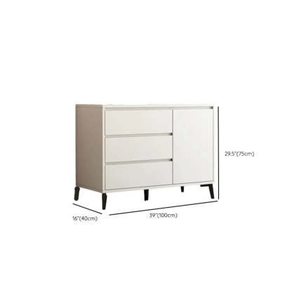 White Slab Wood Sideboard with Drawers