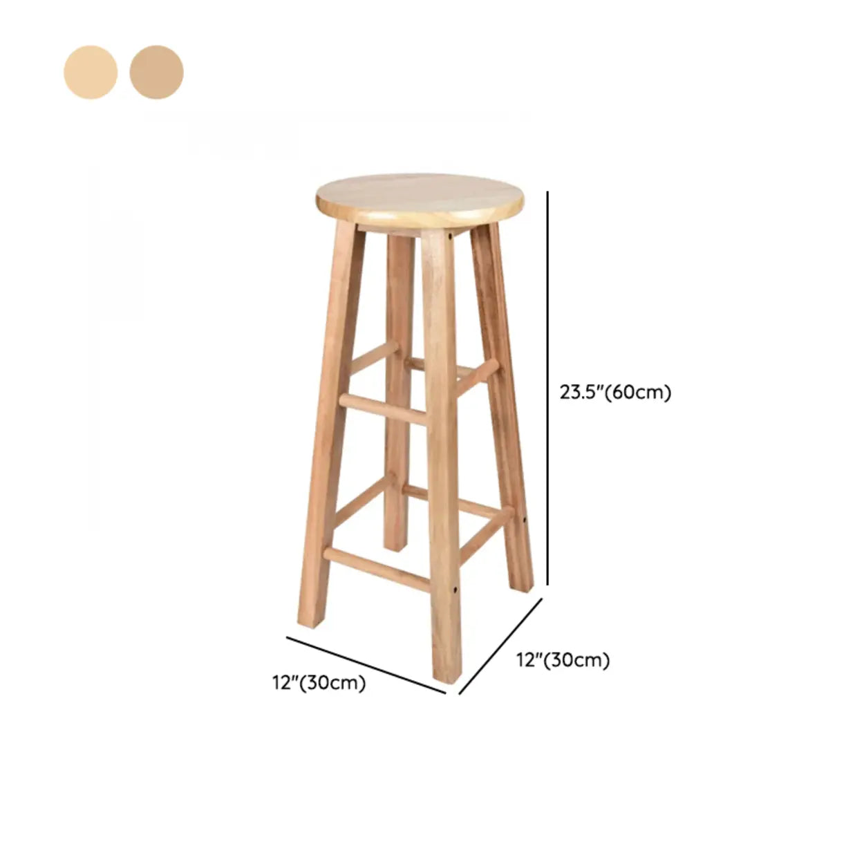 Natural Oak Round Wood Backless Bar Stool