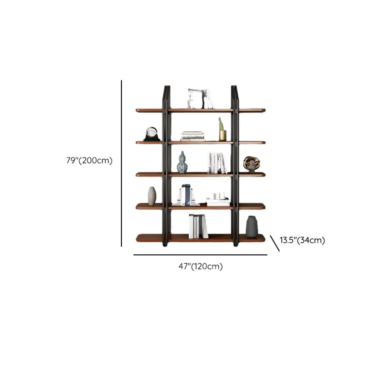 Industrial Pine Black Frame Etagere Large Bookshelf