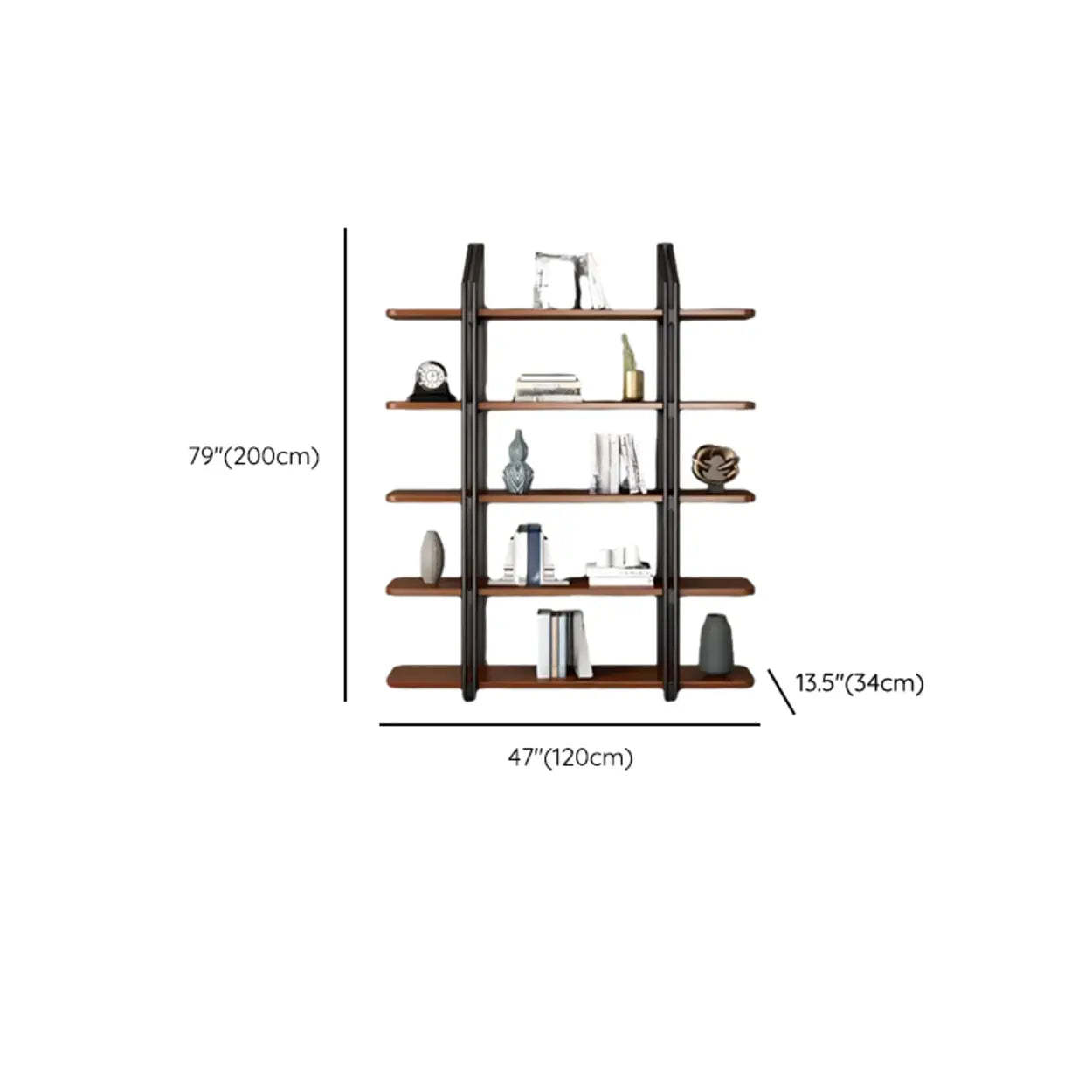 Industrial Pine Black Frame Etagere Large Bookshelf